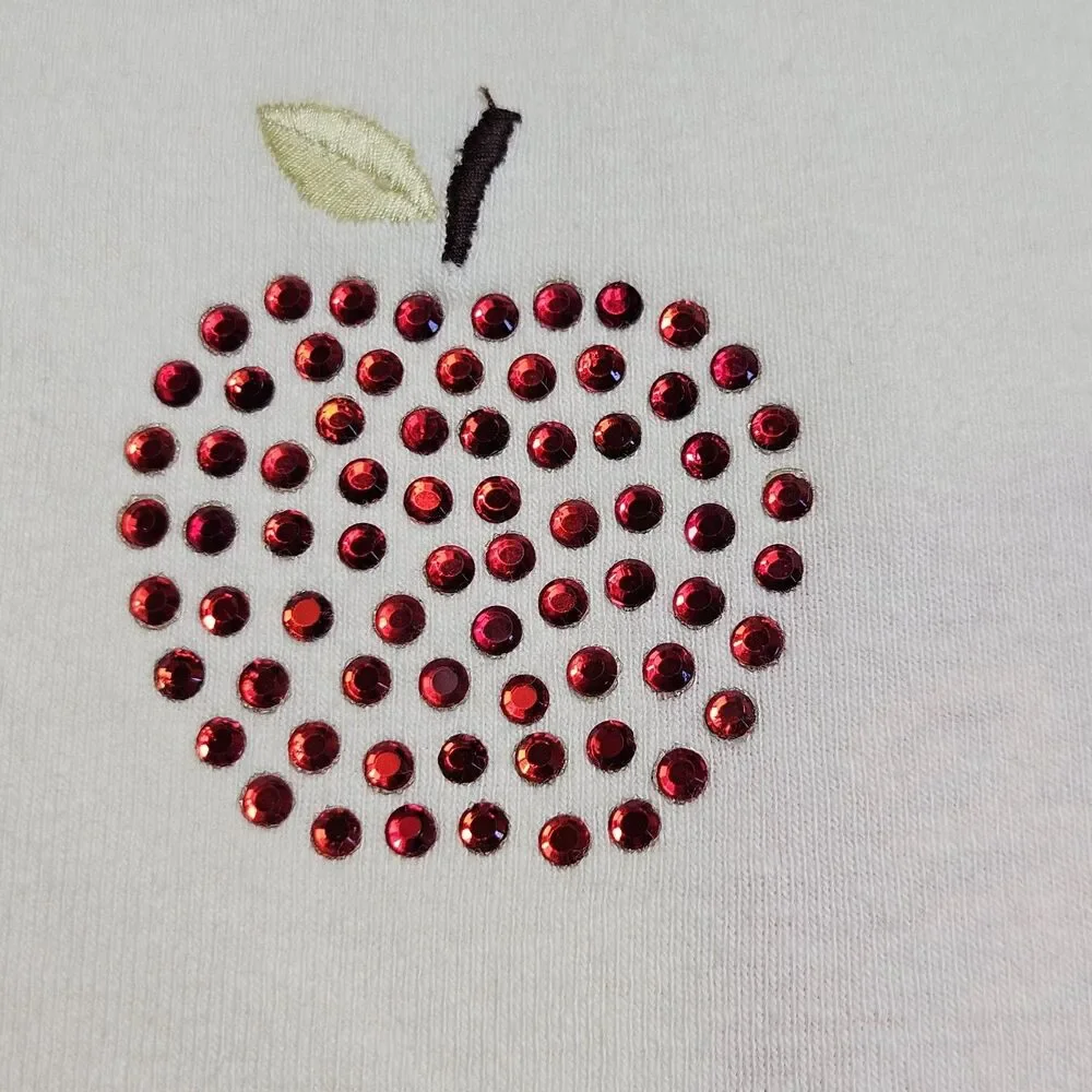 Vintage Gymboree Top Girls Size 5 White Prep School Apple Short Sleeved Y2K NWT